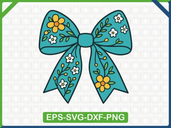 Blue Flower Bow Embroidery: A Versatile Graphic for T-Shirt Designs