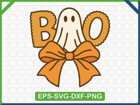 Boo Ghost Bow Embroidery SVG Design for Graphics and T-Shirts