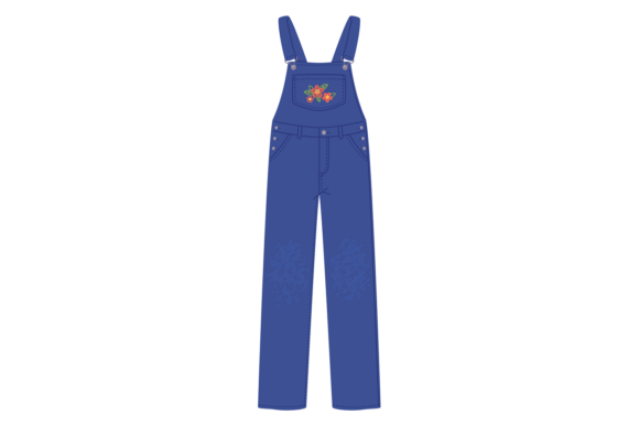 Charming Denim Overalls with Flower Embroidery: A Graphics Gem