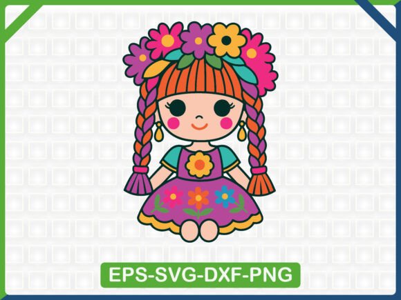 Colorful Mexican Doll Embroidery for T-Shirt Designs and Graphics