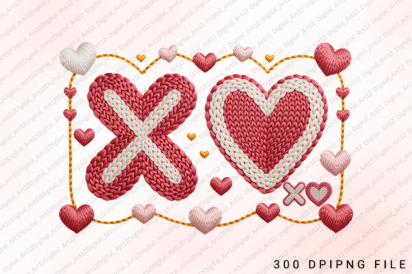 Cute Embroidery Xoxo Valentine PNG for T-Shirt Designs