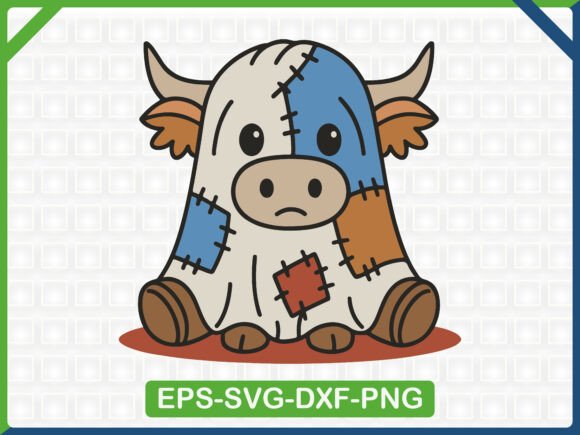 Cute Patchwork Cow Embroidery SVG for T-Shirt Designs