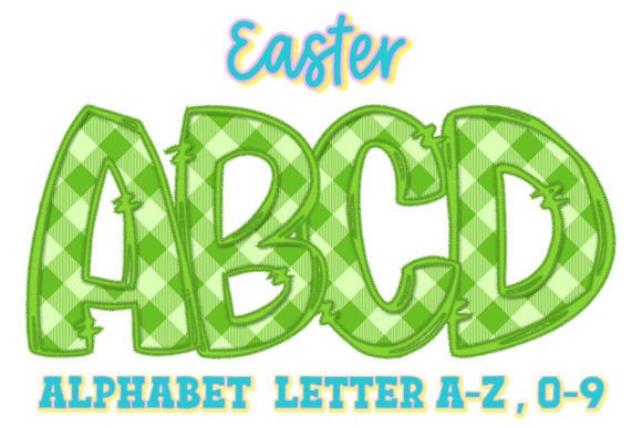 Easter Spring Faux Embroidery Alphabet Graphics for Crafts