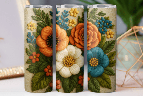Embroidery Floral Tumbler Design: A Graphics Gem for Tumbler Wraps