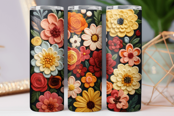 Embroidery Floral Tumbler Wrap: A Stylish Graphics Asset