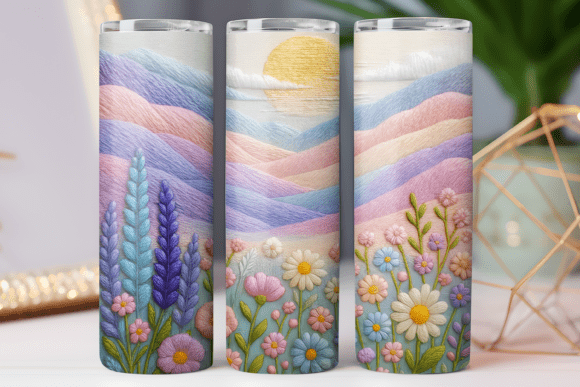 Embroidery Floral Tumbler Wrap for 20oz Graphics