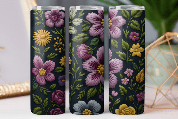 Embroidery Floral Tumbler Wrap for Graphics and Branding