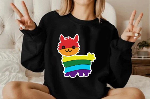 Embroidery Llama Shirt, Gay Pride Design