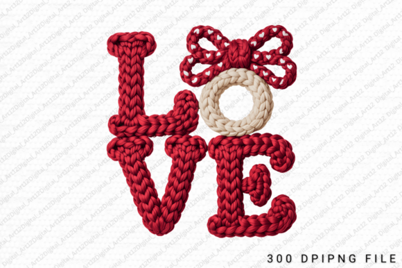 Embroidery Love Knitted Text PNG Design for T-Shirt Graphics