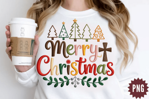Embroidery Merry Christmas PNG: A Festive Graphics Asset