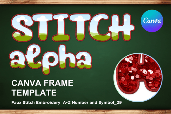 Faux Embroidery Canva Frame Letters_29: Graphics & Photo Collage