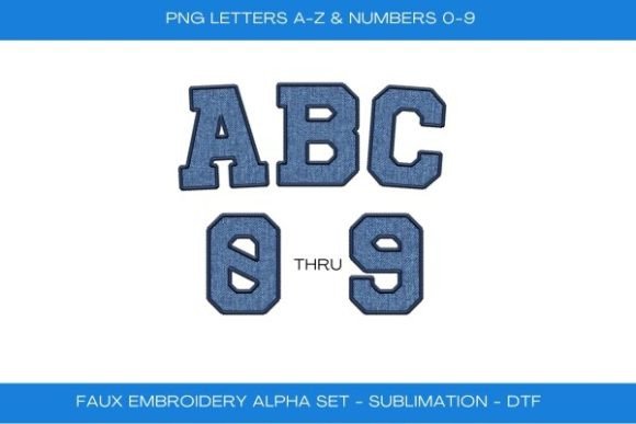 Faux Embroidery Jean Alpha Set: Graphics for Crafts Branding