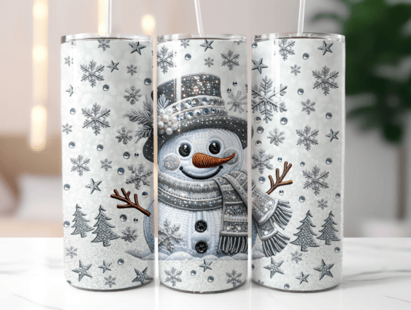 Faux Embroidery Snowman Tumbler Wrap: A Festive Graphic Asset