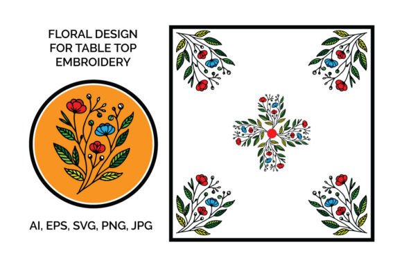 Floral Design for Table Top Embroidery Graphics & Crafts