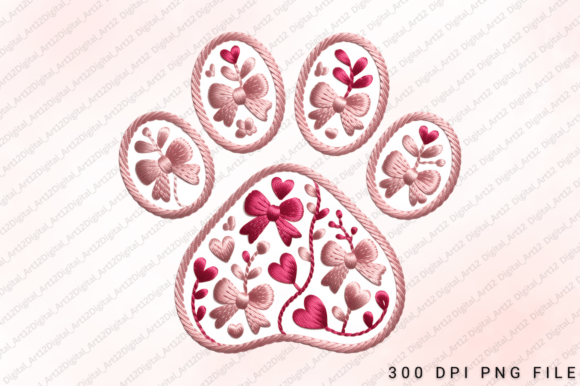 Pink Bow Paw Print: A Charming T-Shirt Design for Pet Graphics