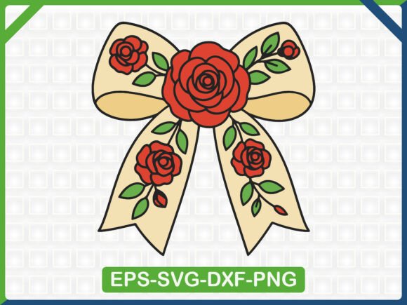 Red Rose Bow Embroidery for T-Shirt Designs and Graphics