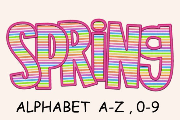 Spring Colorful Alphabet Embroidery Png for Graphics & Crafts