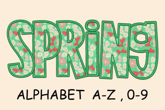 Spring Flower Alphabet Embroidery Png for Graphics and Crafts