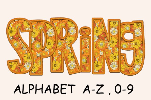 Spring Orange Flower Alphabet Graphics for Crafts Branding