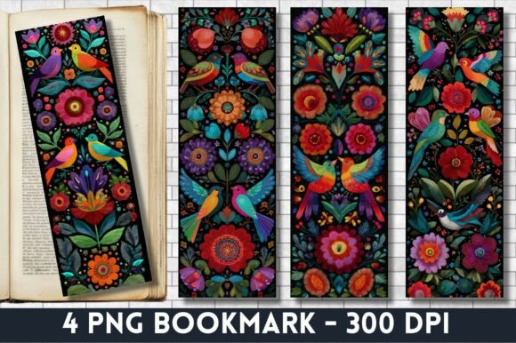 Vibrant Bird Floral Embroidery Bookmark